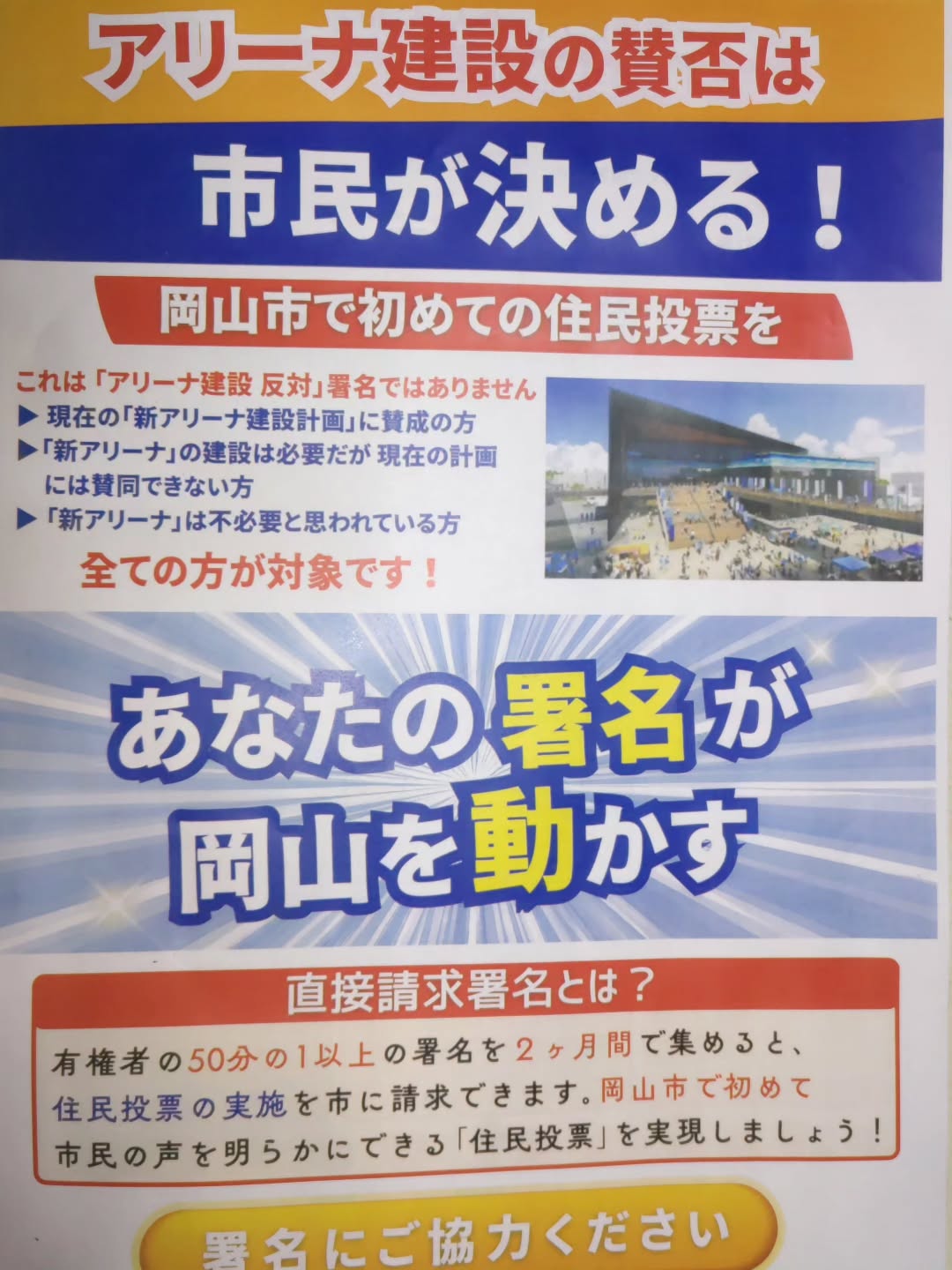 【3/29〜5/23】岡山市で初めての住民投票実施を求める署名活動